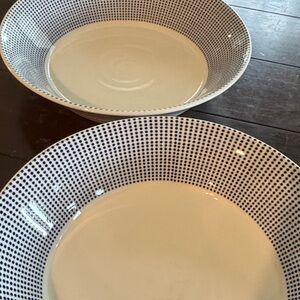 Royal Doulton Pacific White and blue dots Patterned Dinner Plates x 2